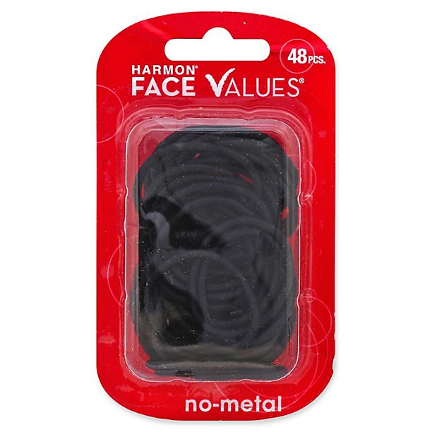 Harmon Face Values 48-Count Small Elastic Band Ponytail Holders in Black